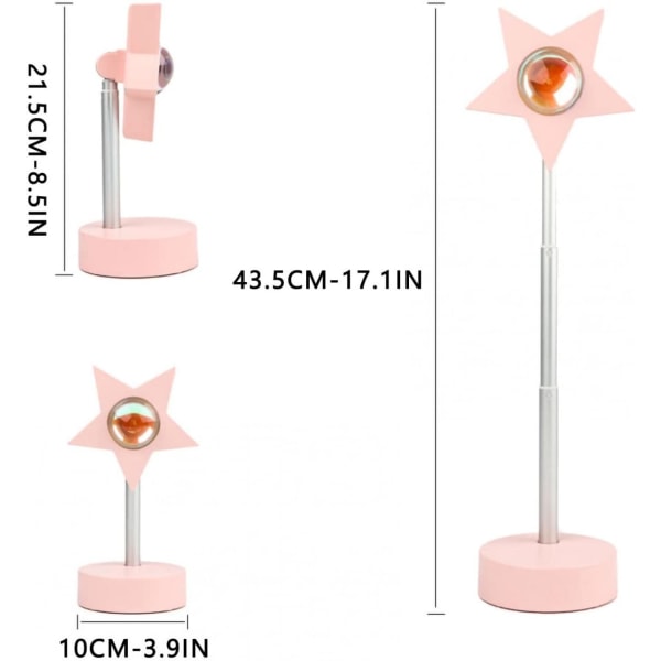 Solnedgang Lys Nattlys Projektor USB LED Lampe 180 Grader