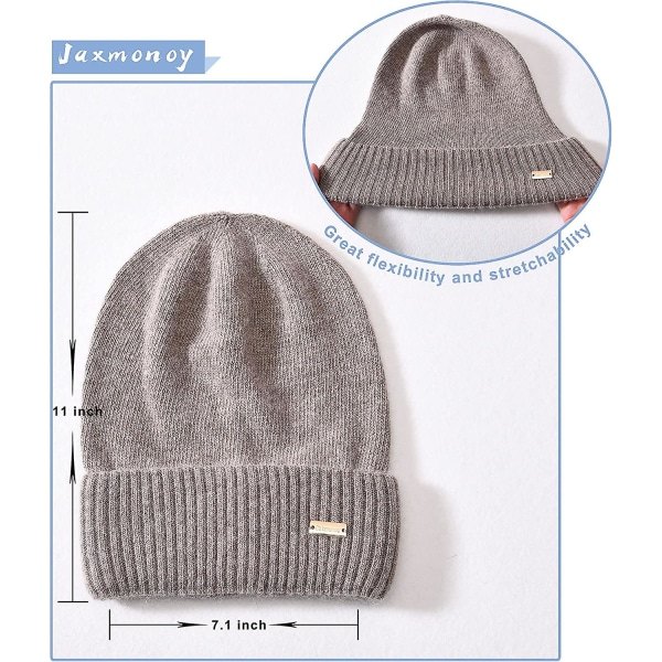 Cashmere Slouchy Beanies för kvinnor Vinter Lättvikts Flickor Ull Stickad Mössa Mudd Mjuk Varm Slouch Beanie Cap