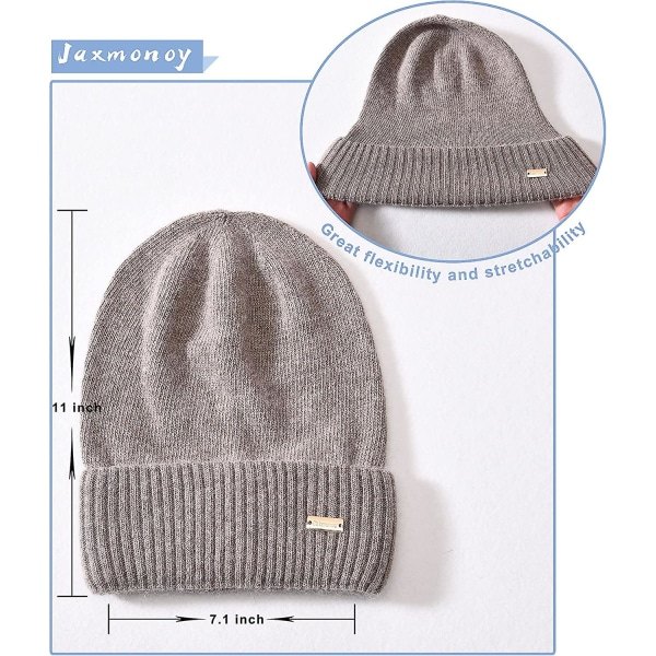 Cashmere Slouchy Beanies För Kvinnor Vinter Lättvikts Flickor Ull Stickad Mössa Mudd Mjuk Varm Slouch Beanie Cap