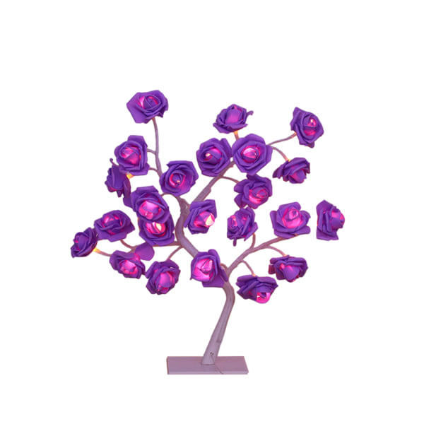 Fashionabla LED Rose Tree Lamp USB Powered Lighteds Träddekor Presenter till flickvän Hustru Lila