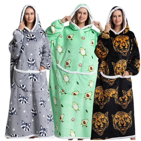 (c)Storlek Hoodies Sweatshirt Dam Vinter Hoodies Fleece Jätte TV Filt Med Ärm Little Pear Man