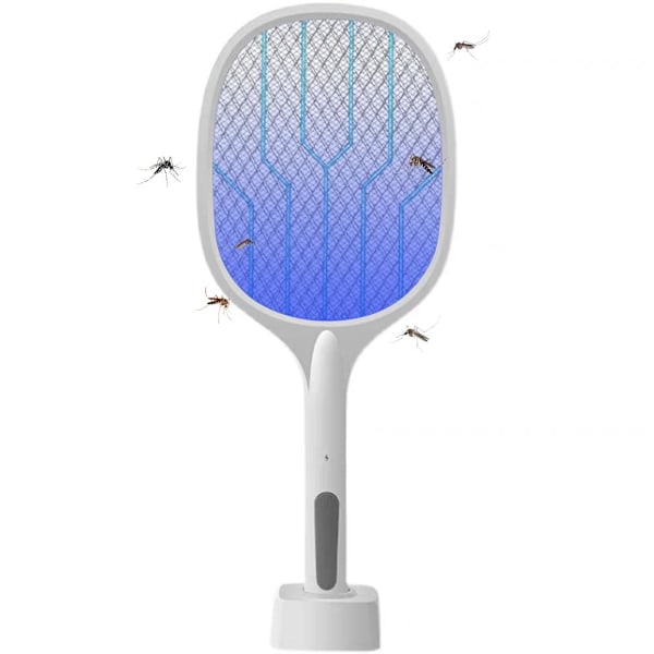 2 i 1 LED Elektrisk Myggfanger Elektrisk Fluefanger Sikker med Avtakbar Ladestasjon Myggdrepende Lampe for Camping Fiske 1.2