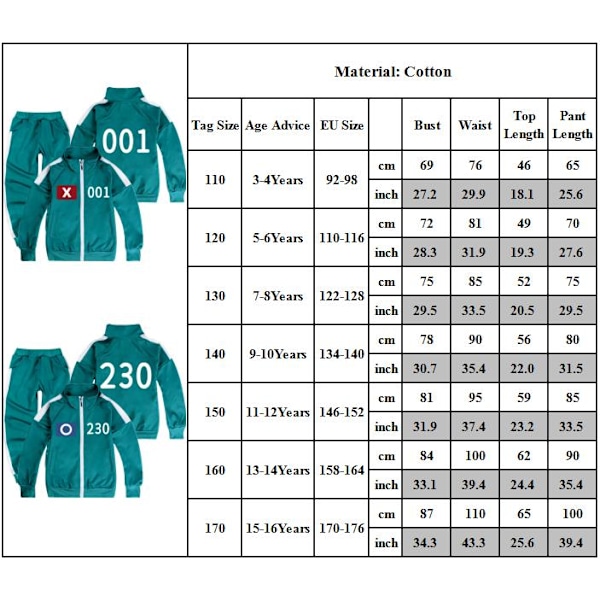 Squid Game Säsong 2 - Jacka och Byxor Outfit för Barn Överlevnadsspel Present #120 #120 #120 120cm