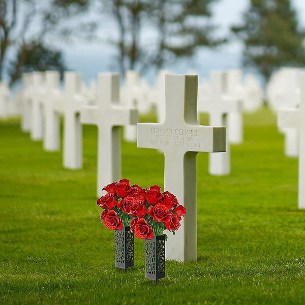 6-pakkaus Memorial Cemetery Flower Stand, blommig bassäng med stakar och dräneringshål för Tombstone Ce