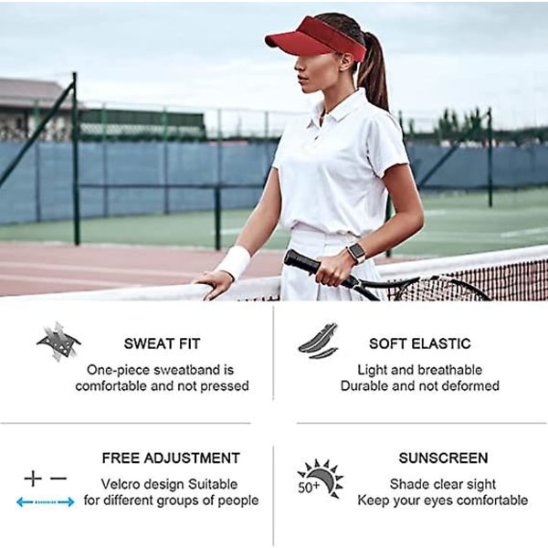 Justerbar keps Unisex golfvisir Tennis solbeskyttelse Keps Sporthatt for women Sykling Fiske Löpning Man Röd