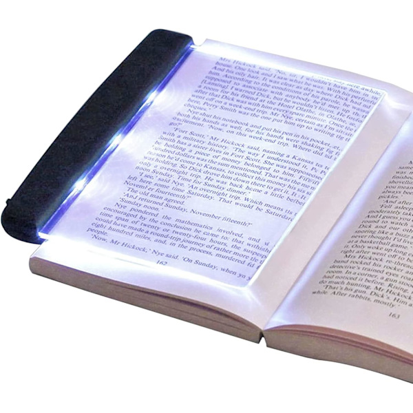 Flat Boklys for Lesing i Sengen Om Natten Klar LED Bok Full Side Lys Illuminator Panel Plate Lampe Bordslampe Trådløs Black