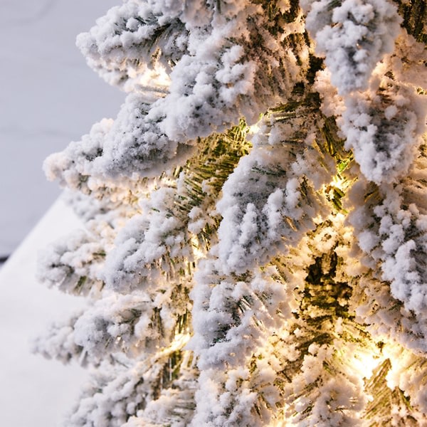 Bordsskiva julgran Snöflockad julgran med LED-lampor