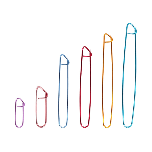 Legeringssömstoppare, fargeglada metallsikkerhetsnålar, 6 farger 6 størrelser