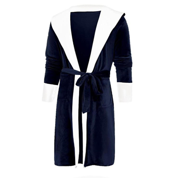 Dam Sherpa Fleece Morgonrock Mjuk Morgonrock Huva Fluffig Handduk Badrock L Navy