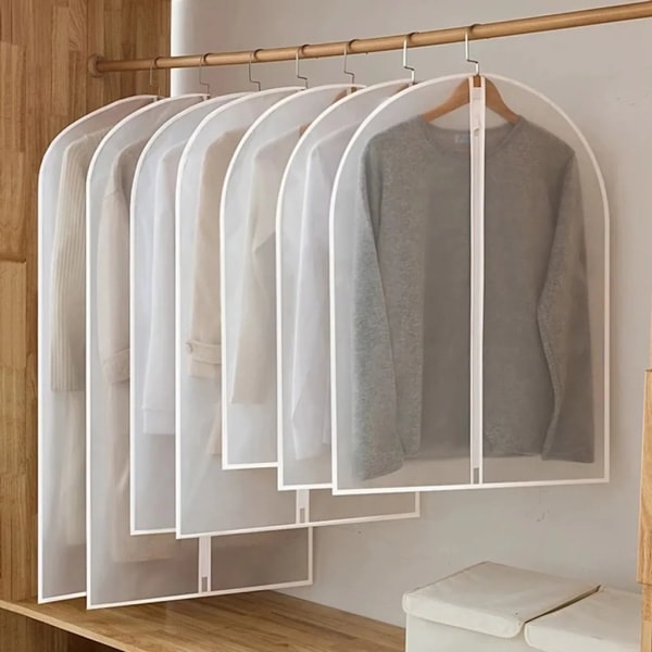 Dammskyddande klädsäckar, transparenta klädsäckar med full dragkedja andningsbara (S: 60×80 cm)