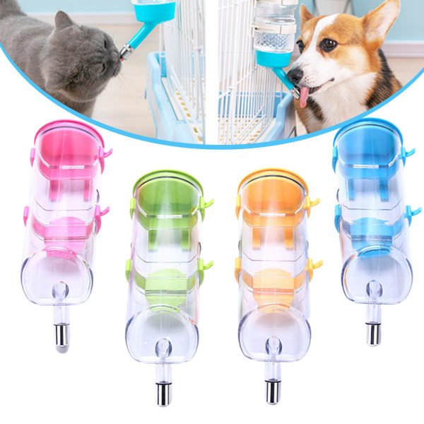 Husdjur Automatisk vattendispenser Hängande vattenflaska Vattenmatare för hundar Katter rosa 500ml