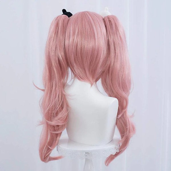 Anime Danganronpa Enoshima Junko Cosplay-peruukki Pinkki Pitkä Aaltoileva Hevosenhäntäpidikkeellä Valkoinen Musta Karhun Hiusneula Tyttölahja Peruukki Vain Wig Only One Size
