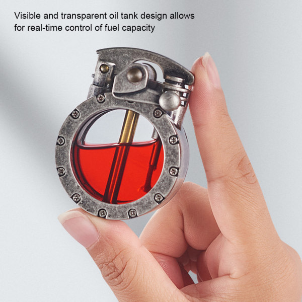 Retro läpinäkyvä tändare med vipparm Personlig påfyllningsbar tändare present till födelsedag Silver