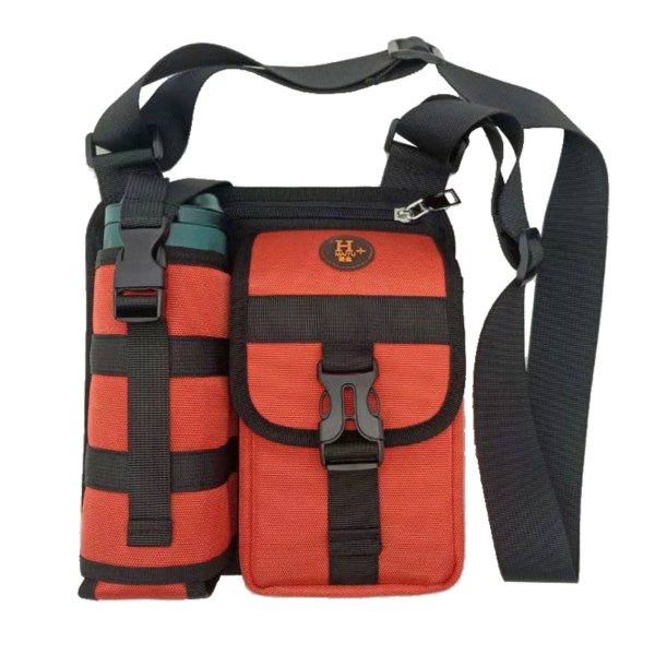 Akselväskor med vannflaskhållare Portabel meddelandeväska med stor kapasitet for daglig arbeid utendørs Orange