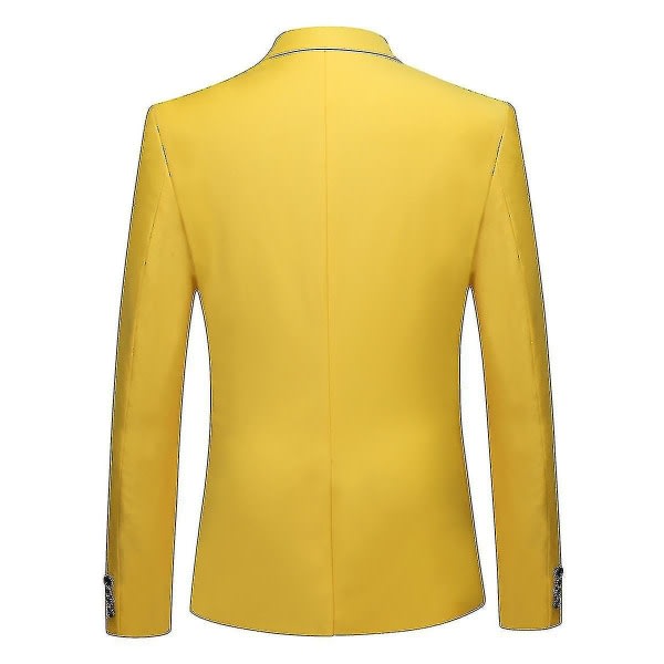 Miesten puku Business Casual 3-osainen puku bleiseri housut liivi 9 väriä B keltainen XS