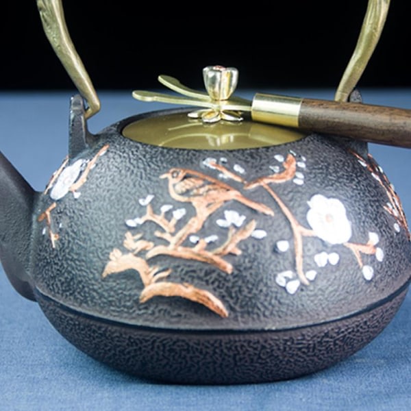Teekannun kannen pidike, teekannun kannen haarukan kannen pidike puisella kahvalla valurautaiselle vedenkeittimelle Kung Fu kuuma teekannu (2 kpl)