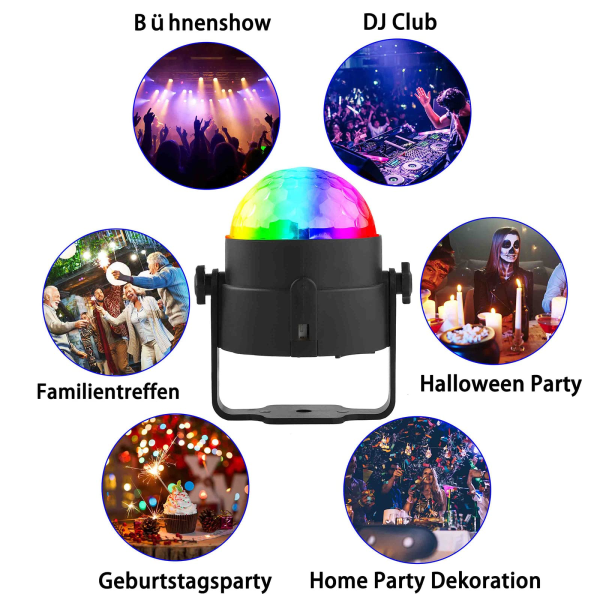 Disco-ljus, Mini LED-ljudaktiverade DJ-festljus Roterande scenlampor 3W RGB med fjärrkontroll för hemmet, födelsedagsfester, julfester