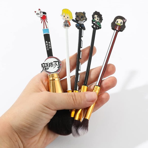 Demon Slayer Anime Makeup Brushes Set - 5st Cosmetic Anime Tanjirous Cosplay Gift Makeup Brush Set For Women (demon Slayer 3)