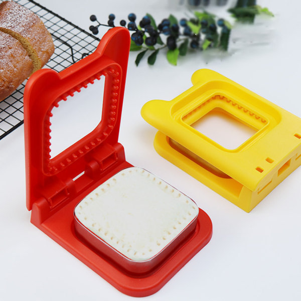 Runda/fyrkantiga smörgåsar Cutter Sealer Lätt att använda skorpfritt brödtillverkningsverktyg för hemköket Yellow
