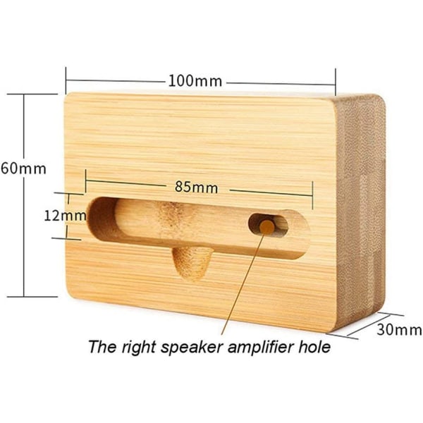 Puhelimen äänenvahvistin Universal bambusta valmistettu matkapuhelinteline. Matkapuhelimen puinen kaiutinteline