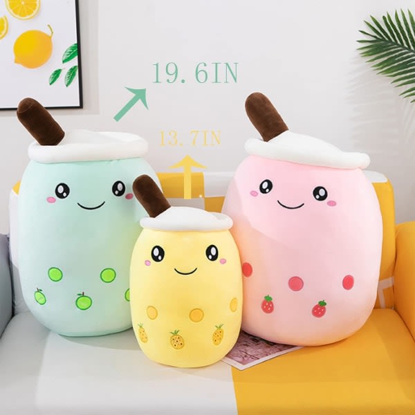 9,44 tommer Plys Bubble Tea Cup Pude Cylindrisk (grøn)