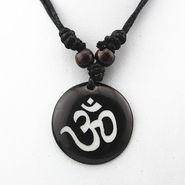 Aum Om Ohm Hindu Buddhist Hinduisme Yoga Indien Yak Bone Carving Vedhæng Halskæde Amulet Lucky Gift Tribal Fashion smykker Mn578