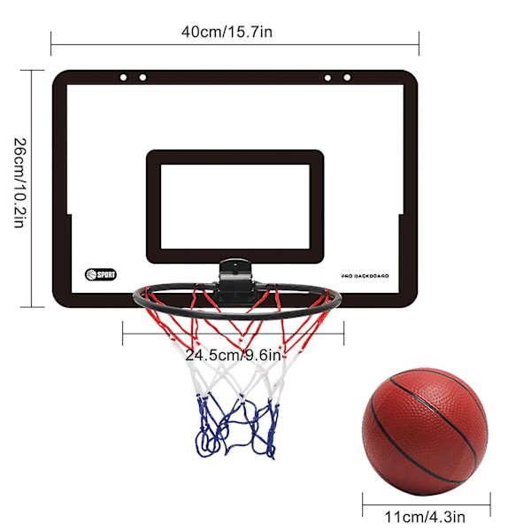 Transparent Hängande Dörr Basketkorg Slagfri Basketkorg Med 1 Korgnät 4 Krokar 1 Basketboll