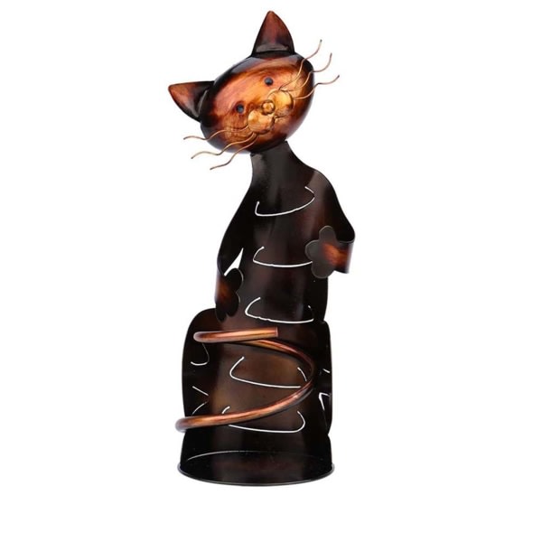 Sød katt metall vinställ Universal vinflaska display stativ Retro vinskåp dekoration brons