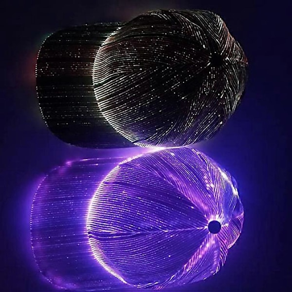 Fiberoptisk kasket med LED-lys 7 farver lyser op baseballkasket USB genopladelig lyser op kasket jævn fest LED-kasket egnet til arrangementer ferie white