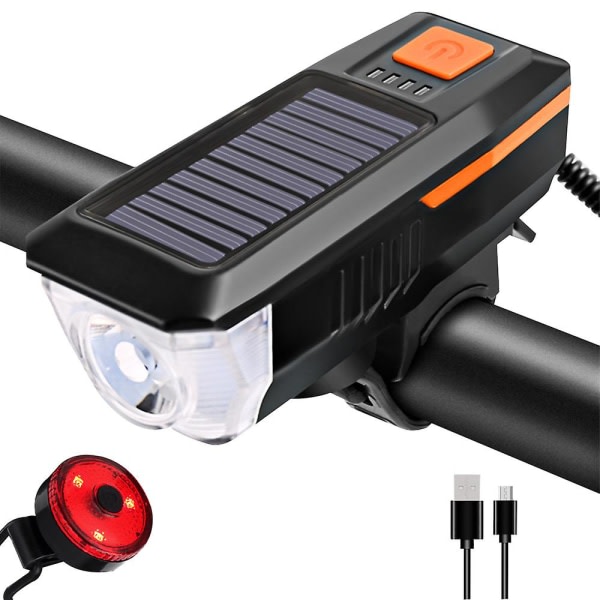 Sæt og Horn Solar Powered USB Genopladelig Bike He