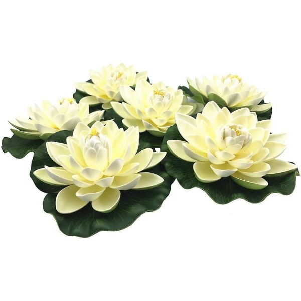 Konstgjord lotus, flytande skum lotusblommor med näckrospadd, realistisk näckrosskum lotusblomma för trädgård Koi Fiskdamm Akvarium Pool Weddi