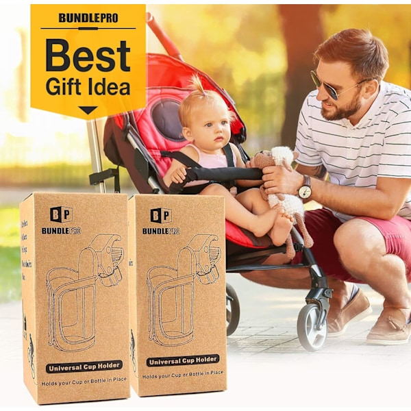 2-pack Universal Mugghållare för Barnvagn/Vagn, Justerbar Flaskhållare[CH]