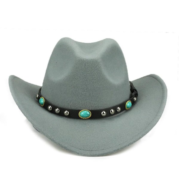 Fashion Rivet Roll Up Wide Rim Western Cowboy Cowgirl Hat As