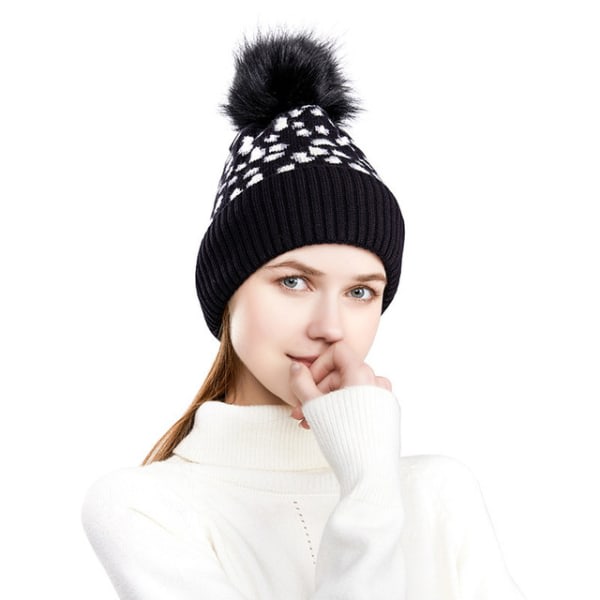 Efterår og vinter strikket hat simple hundrede sæt hovedhue sort