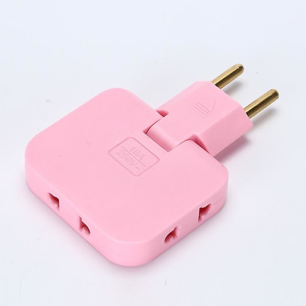 Eu-stik 3 AC-stikdåse Multiprise 1 Convert 3 Forlænger strømudtag 180 Roterende Fulfillment-stik AC-adapter Pink