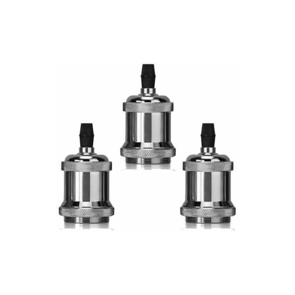 En uppsättning med 3-sockel E27 Spiral DIY Retro Lamp Adapters för Pendel Light Suspension, Silver