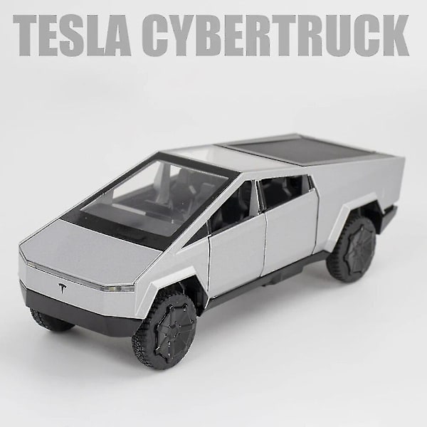 1:32 Tesla Model X Model 3 Model S Model Y Metalliset Autot Valumuovimallit Leikkiautot Ääni- ja Valovaikutukset Lasten Leikkikalut Poikien Lahjat Cybertruck Silver