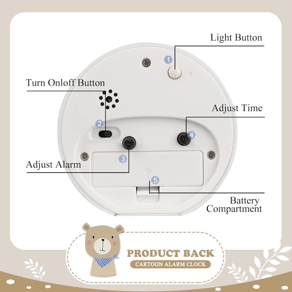 Børnevækkeur, piger, bærbare analoge vækkeure ved sengen, batteridrevne, højlydte børneure