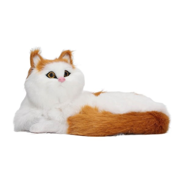 Simulering Furry Cat Figur Hem Søt Rolig syntetisk päls Katt dekorativ staty for barn Vuxen