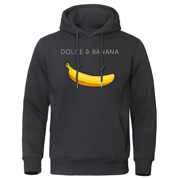 Dolce & tryckt hoodie i bomull för män Lös casual Mode varm luvtröja i fleece Personlighet Street Hip Hop Sweatshirt 5 L