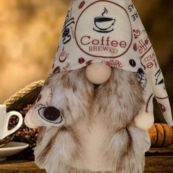 Härlig Kaffe Gnome Ornament Plysch Ansiktslös docka Kreativa esittäjä Till Hem Vardagsrum Restaurang Dekoration Kvinna
