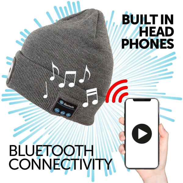 Bluetooth Led Beanie Varmisolerende Opplastingsbar Beanie Med Bluetooth-høyttalere og LED-lys Varm Beanie