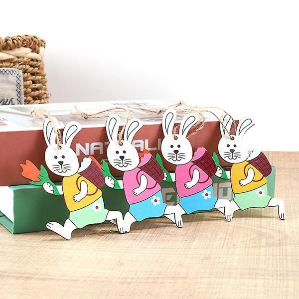 Nya påsk trähängen Set Egg Bunny kompatibel med hemfestdekorasjon
