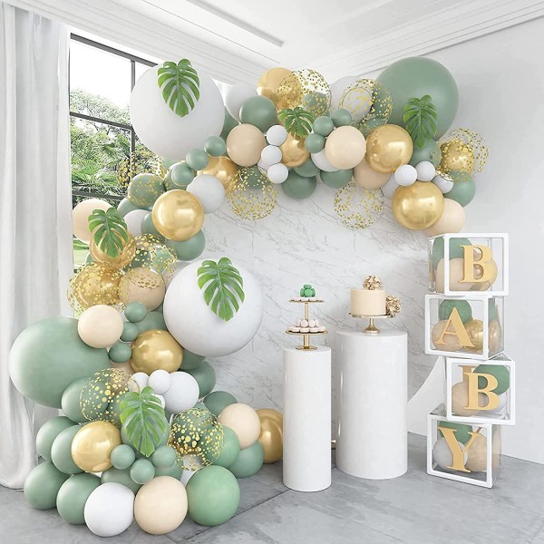 Olive Green Birthday Balloon Arch, 128pcs Sage Green Ba