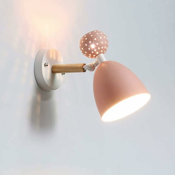 Macaron Pink Kids LED Vägglampa Med Ljus 3-8m?? Sänglampa i trä i järn