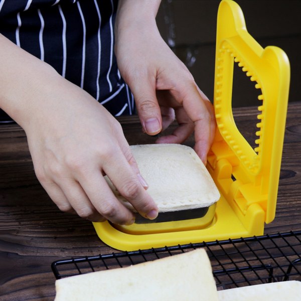 Runda/fyrkantiga smørgåsar Cutter Sealer Lätt at bruge skorpfritt brødtillverkningsværktøj til hemköket Gul