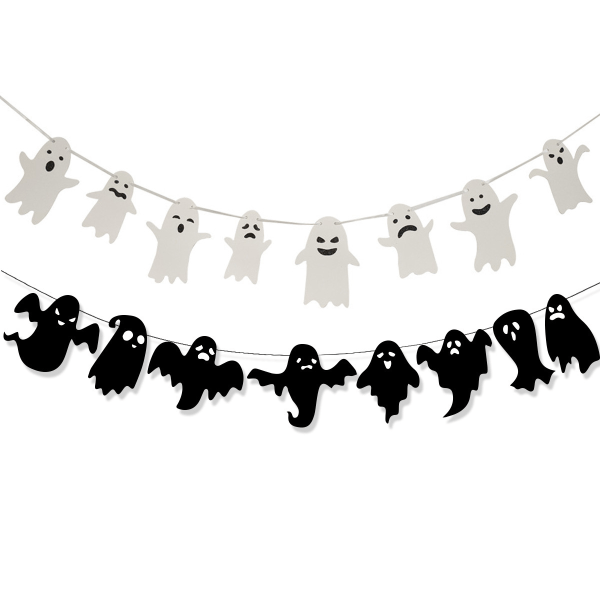 2st Halloween banners flagga dekoration, skelett spöke hängande ornament vit vit