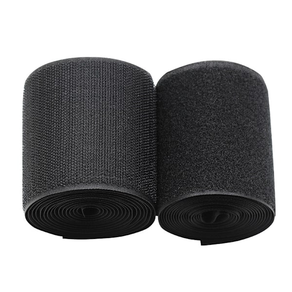 Ekstra bredt velcro (10cm*2m), til at sy kanter på stof, ikke-klæbende sort nylon til kabelstyring, syning, gør-det-selv hjem og kontor.