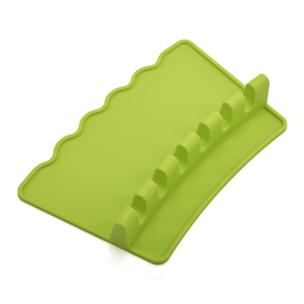 Stort skedstöd i silikon med slitsar Halkfri design Bänkspatel Bestickhållare Mjuk och säker Lätt att rengöra Material Grön