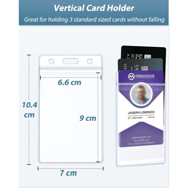 6-pack vertikal ID-kortsmärkehållare Vattentät genomskinlig PVC-fodral Skyddsväska för kraftigt kortskydd med återförslutningsbar dragkedja